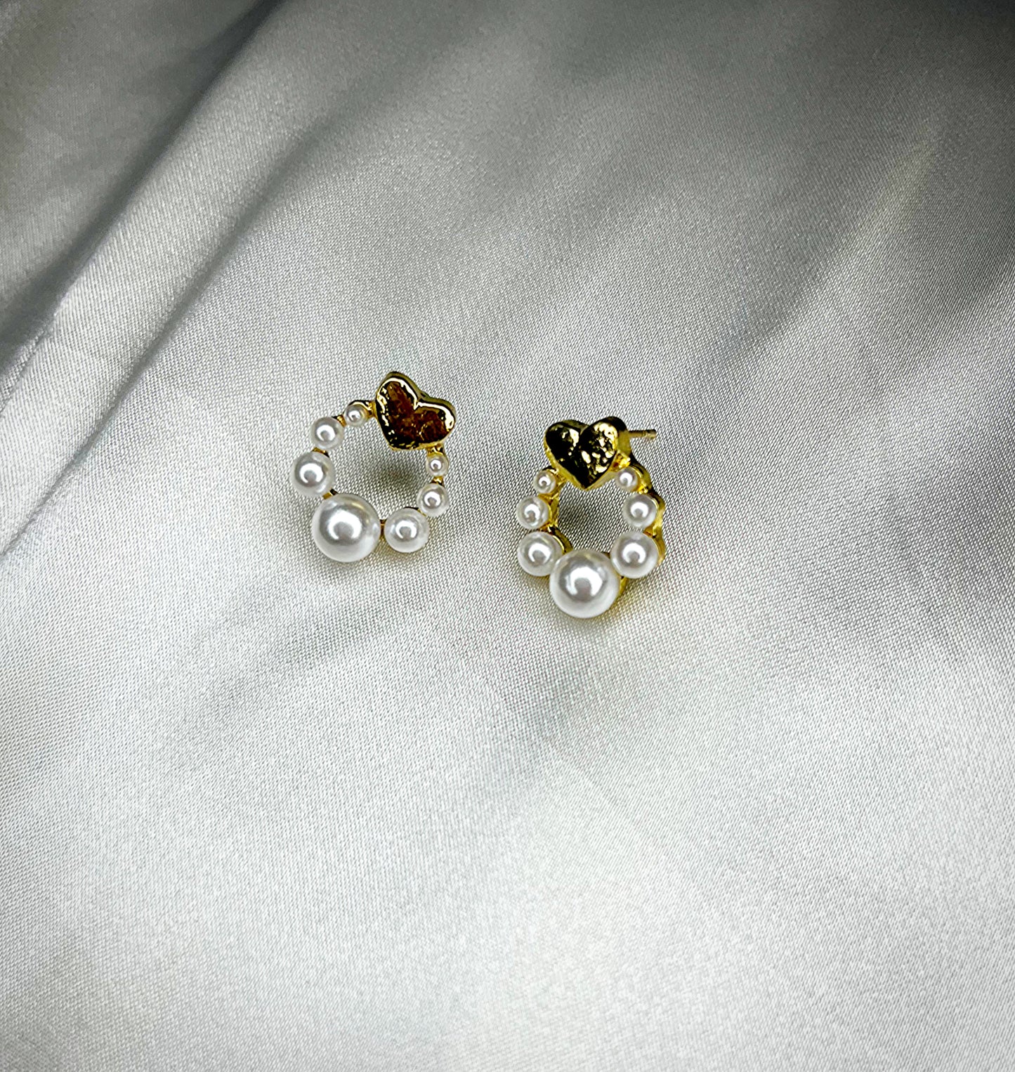 Gold Plated Circular Pearl Earrings