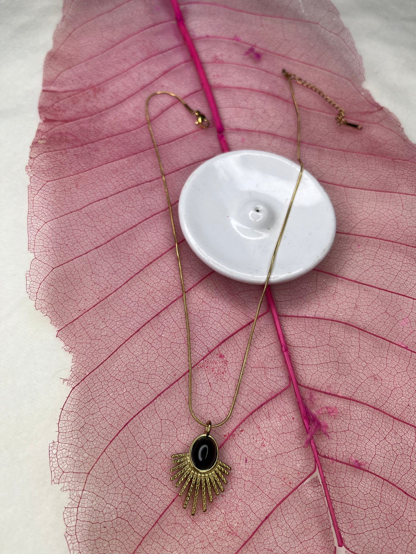 Sun Ray Black Stone Necklace