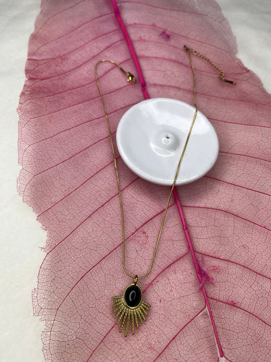 Sun Ray Black Stone Necklace
