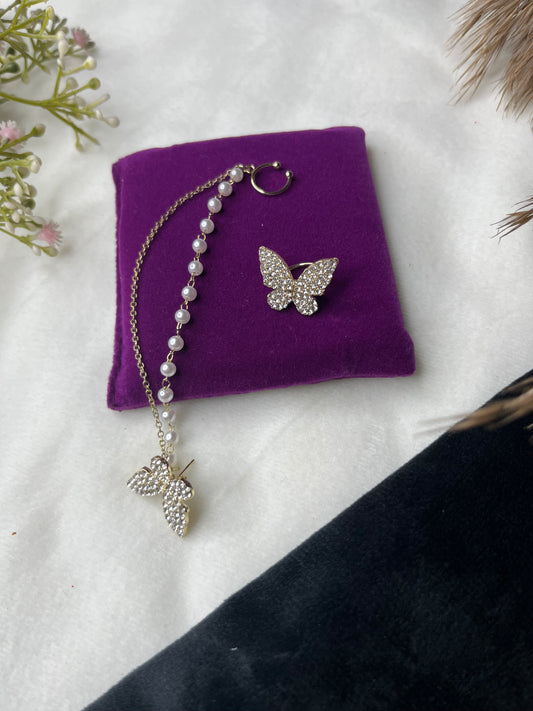 Single Chain Butterfly Cuff Earrings